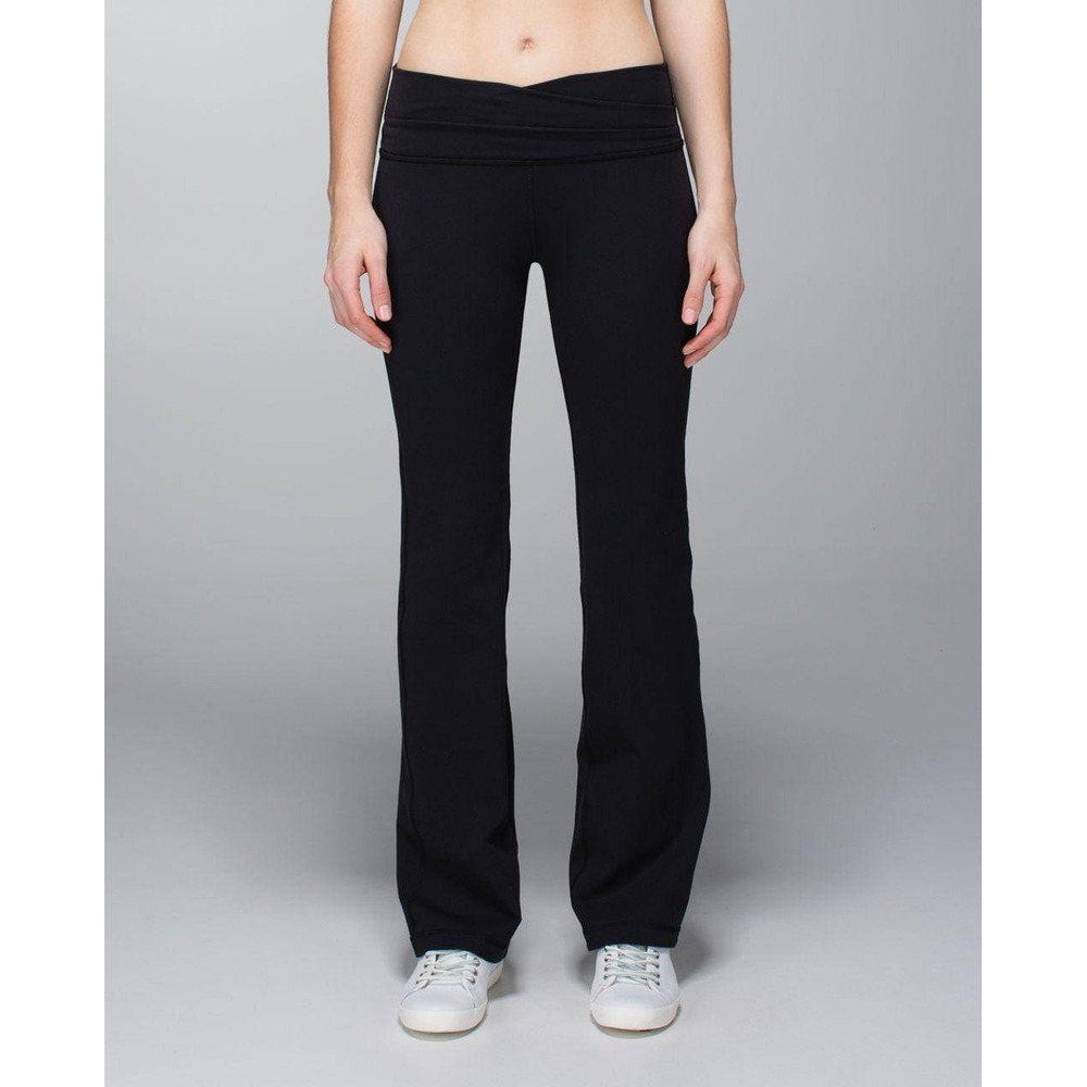 Lululemon Women's Astro Straight Leg Yoga Pants Black Size 10 Foldover Waist